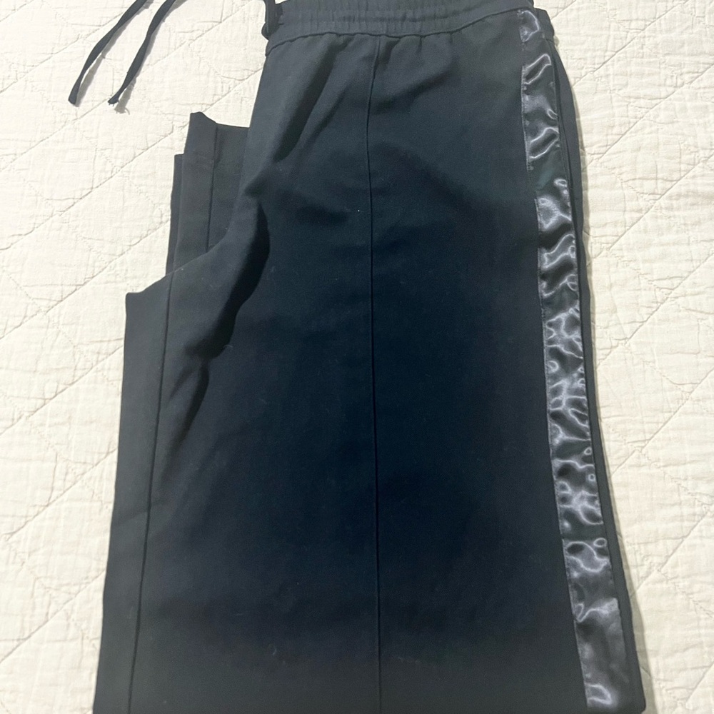 Future Collective Black Satin-Trim Wide Leg Pants (Tall Girl Friendly)